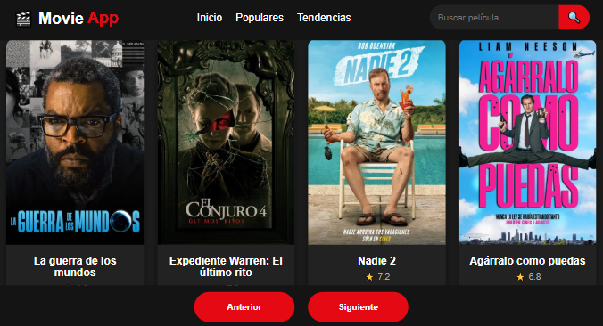 tarjetas con imagenes y nombres de peliculas